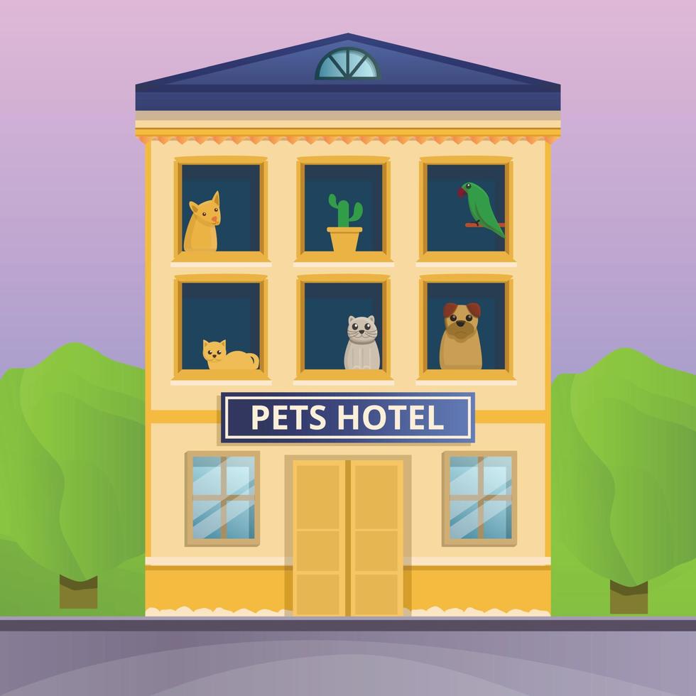 Pets hotel concept banner, cartoon style vector