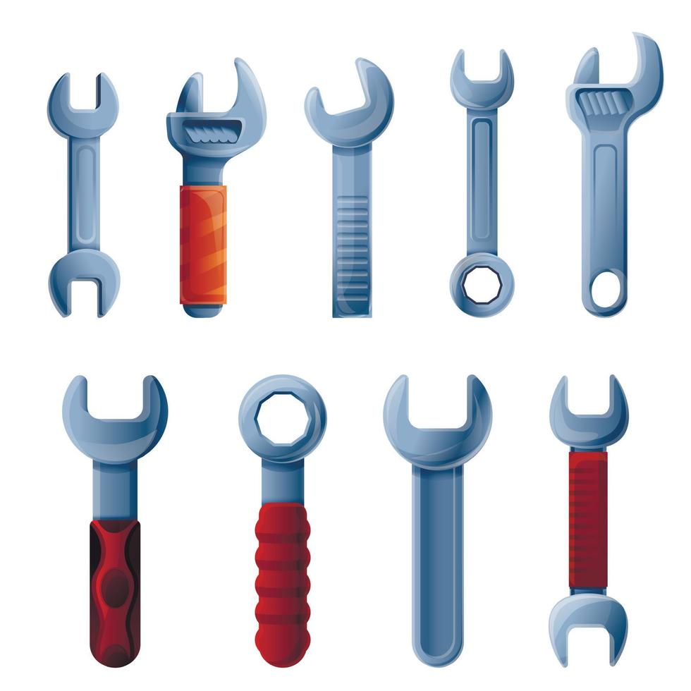 Wrench icons set, cartoon style vector