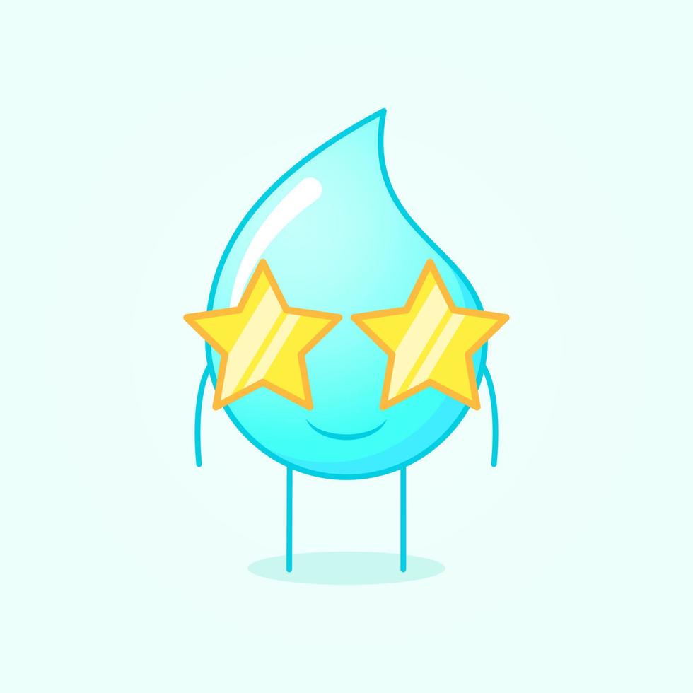 linda caricatura de agua con expresión de sonrisa y anteojos de estrellas. adecuado para logotipos, iconos, símbolos o mascotas. azul y blanco vector