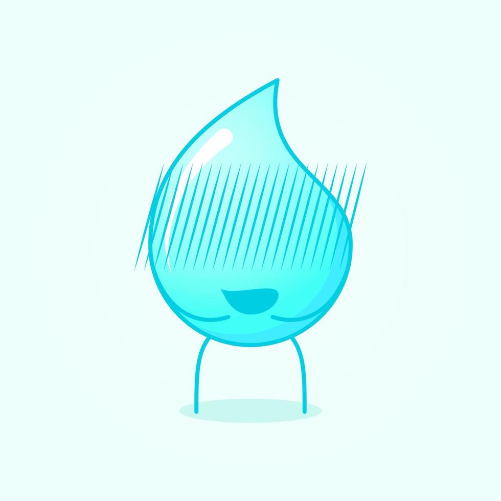 cute water cartoon with Embarrassed expression. suitable for emoticon, logo, mascot and icon. blue and white vector