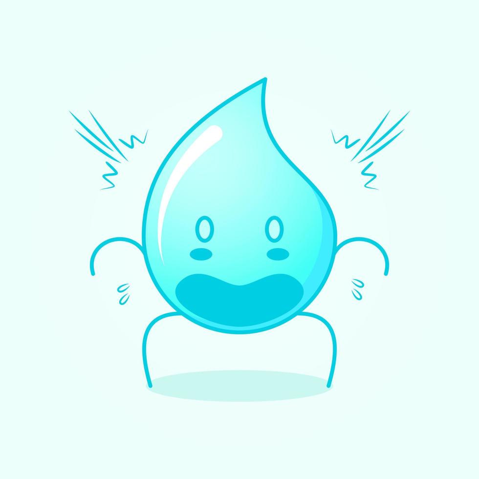 cute water cartoon with shocked expression. mouth open and bulging eyes. suitable for logos, icons, symbols or mascots. blue and white vector