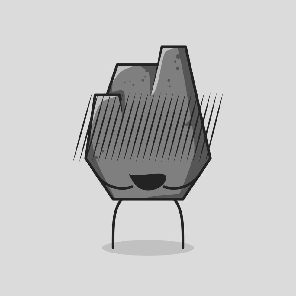 cute stone cartoon with Embarrassed expression. suitable for emoticon, logo, mascot and icon. grey vector