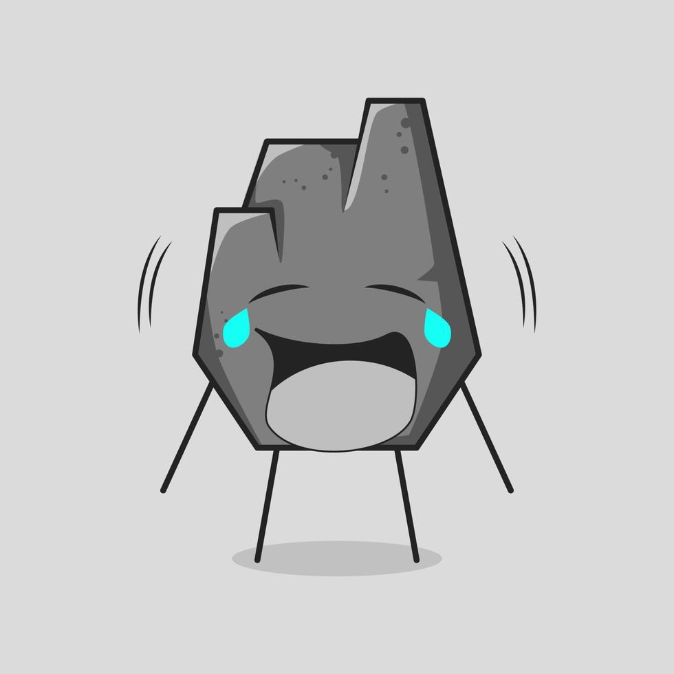 cute stone cartoon with crying expression. suitable for emoticon, logo, mascot and symbol. grey vector