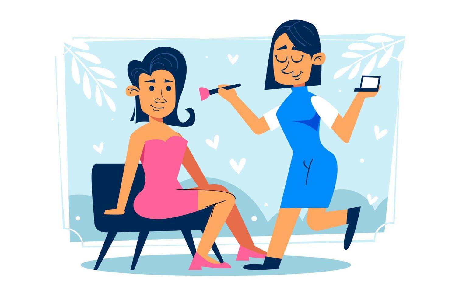 Make Up Artist At Work Character vector