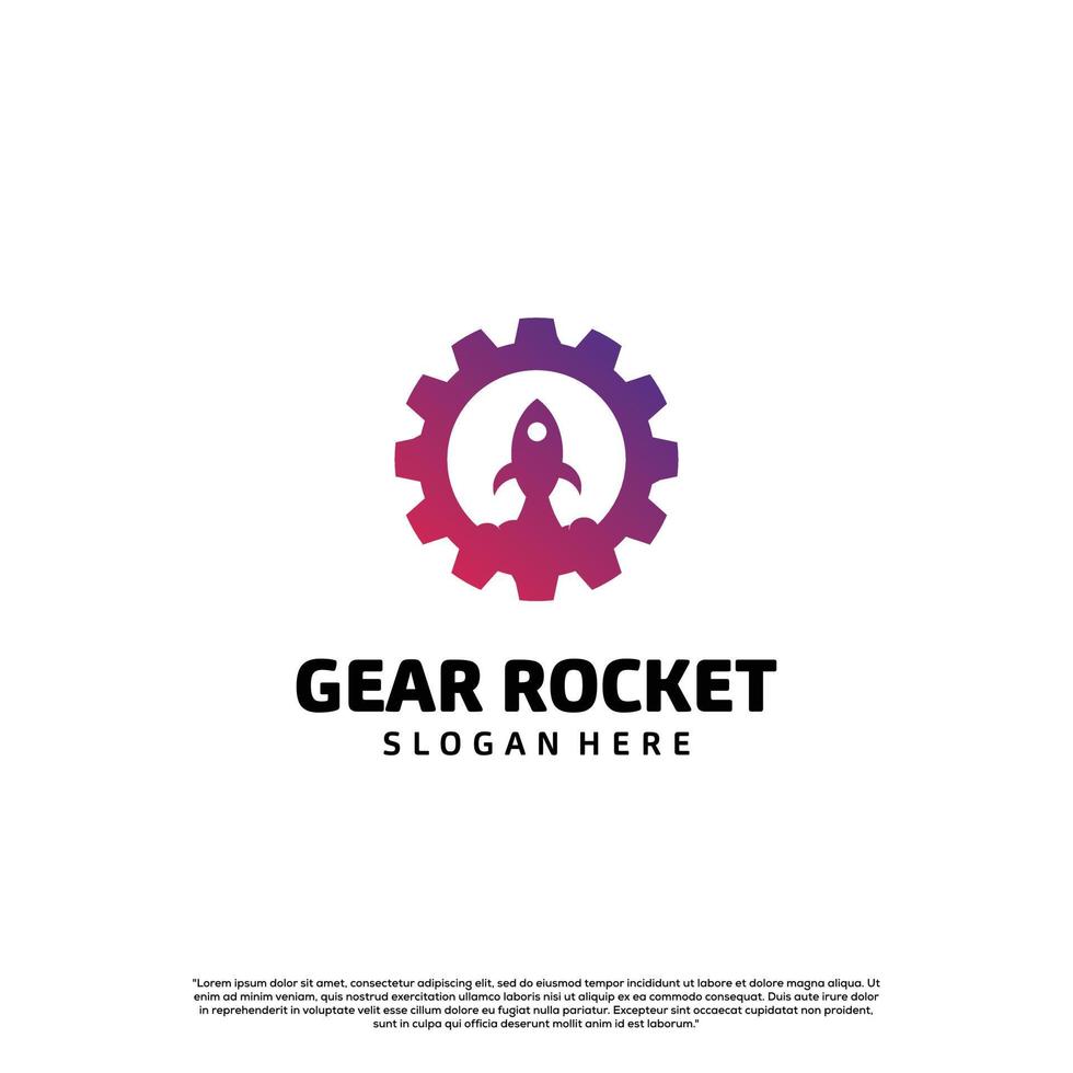 gear rocket logo design, gear with rocket logo concept modern vector