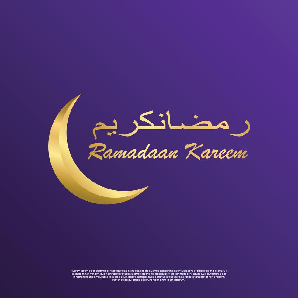 Ramadan Kareem Greeting Card with moon and arabic lettering, blue poster illustration. muslim background. islamic background vector