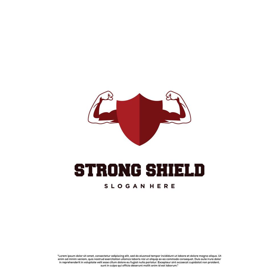 strong shield logo icon template, shield with big muscle logo design