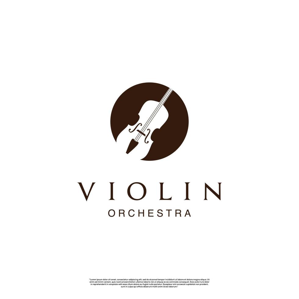 silueta de diseño de logotipo de violín, sobre fondo aislado, plantilla de icono vector