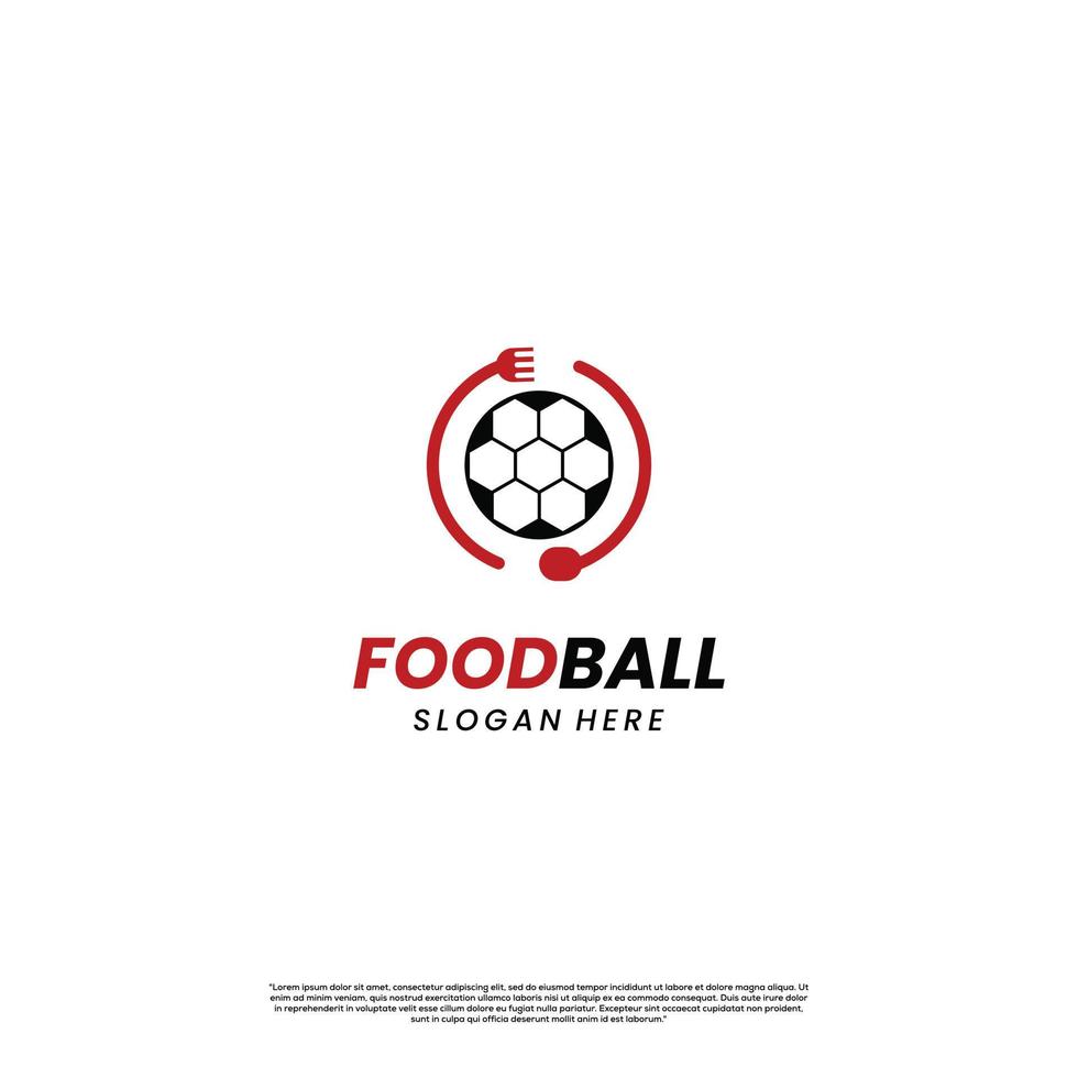 ball with spoon and fork logo design on isolated background, foodball logo design modern concept vector