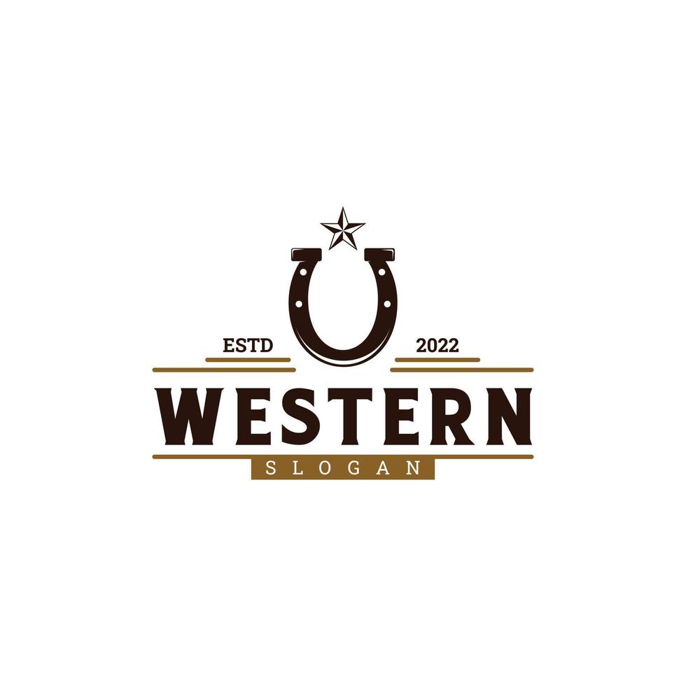 western logo design vintage, horseshoe with star logo emblem 8891999
