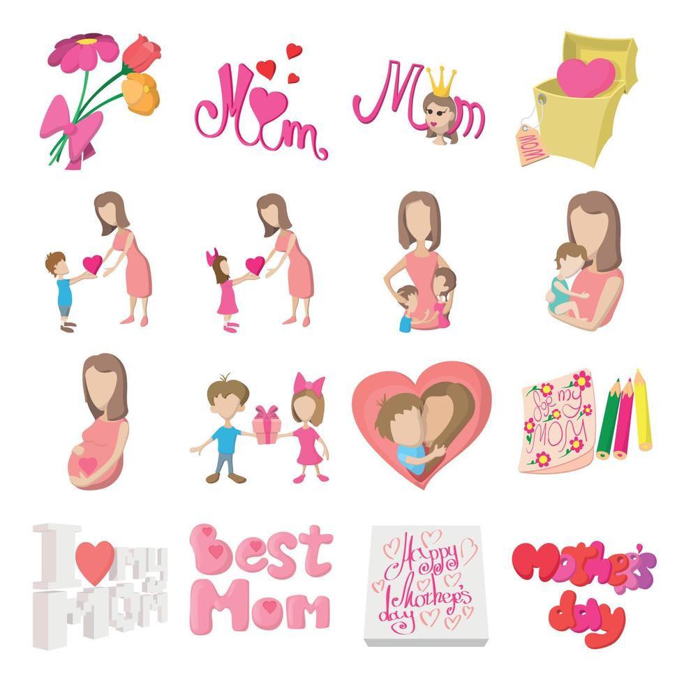 Mother Day cartoon icons vector