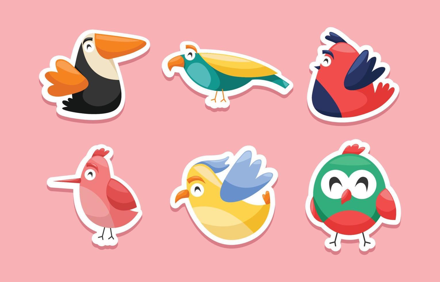 Set Of Cute Birds Sticker vector