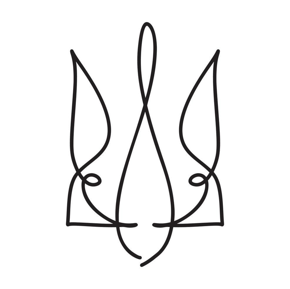 icono de tridente del símbolo nacional ucraniano vectorial. escudo de armas de caligrafía dibujada a mano del emblema del estado de ucrania ilustración de color negro imagen de estilo plano vector