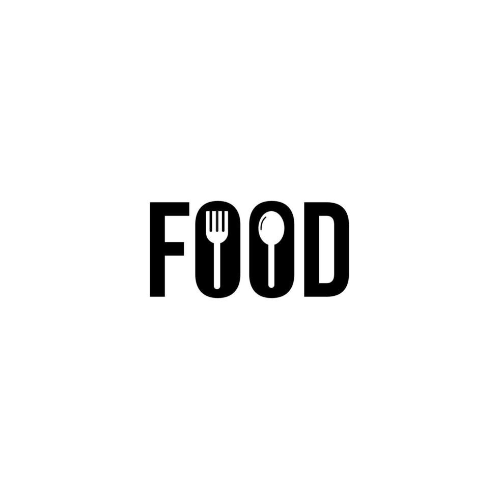 plantilla de icono de letras de diseño de logotipo de comida, carta de comida con concepto de logotipo de cuchara y tenedor sobre fondo aislado vector