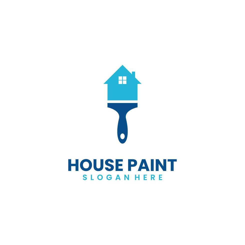 house painting logo design on isolated background, brush with house logo concept vector