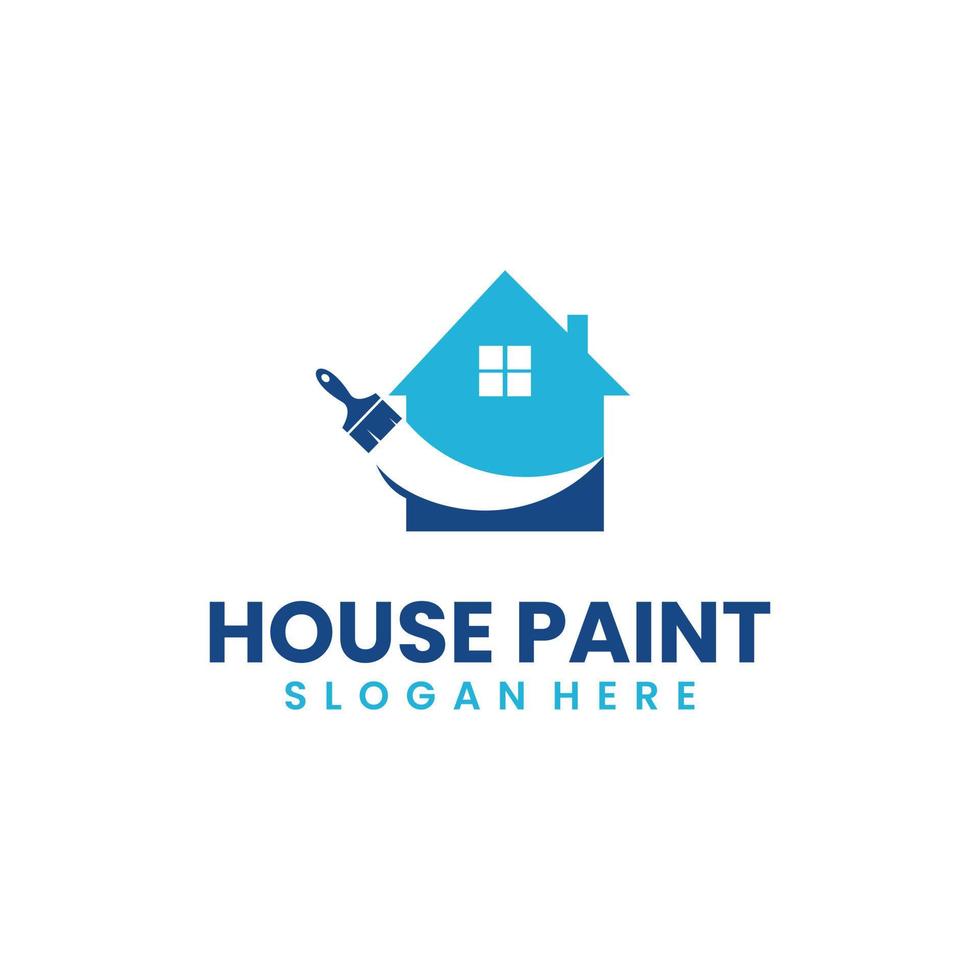 house painting logo design on isolated background, brush with house logo concept vector