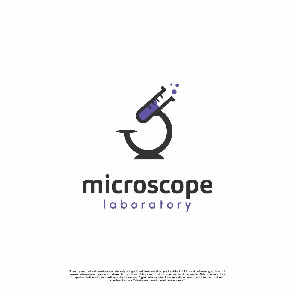 microscope with lab bottle logo design modern concept vector