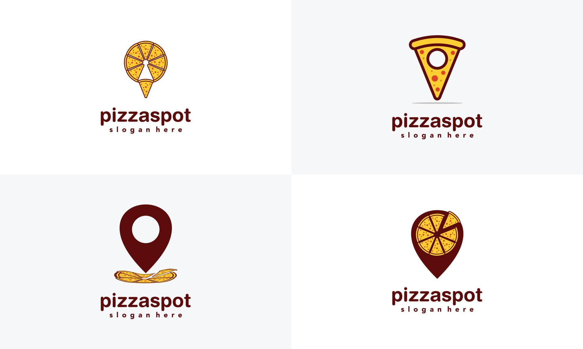 set of pizza point logo design on isolated background, pizzeria place