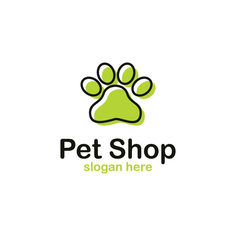 simple flat pet shop logo icon on isolated background, paw logo design modern concept vector