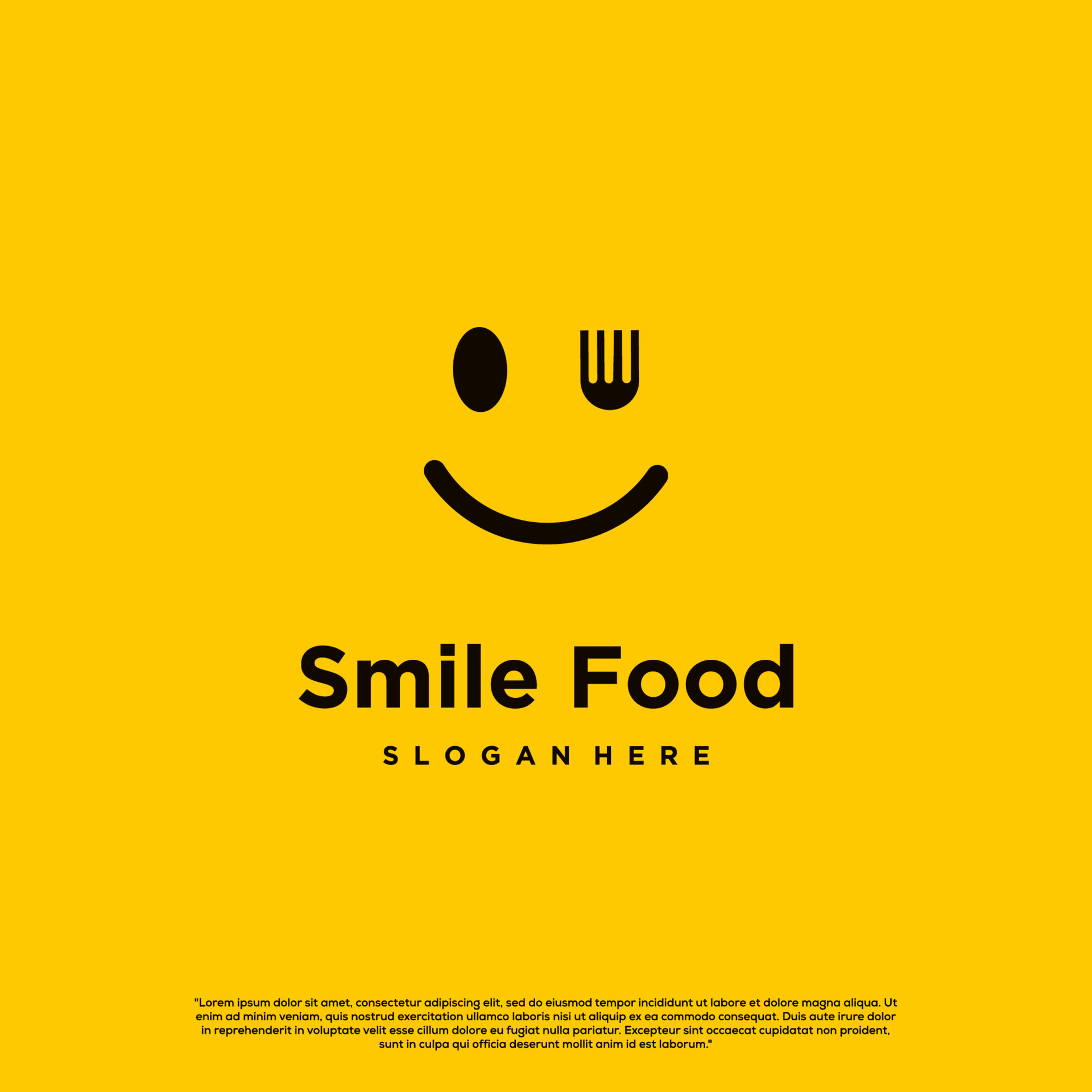 smile food logo design on isolated background, happy food logo design