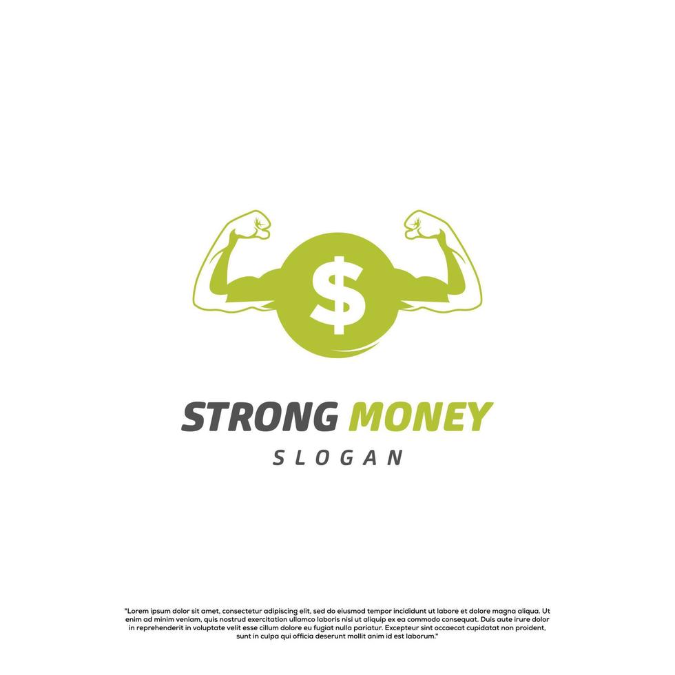 diseño de logotipo de dinero fuerte, moneda con logotipo de músculo vector