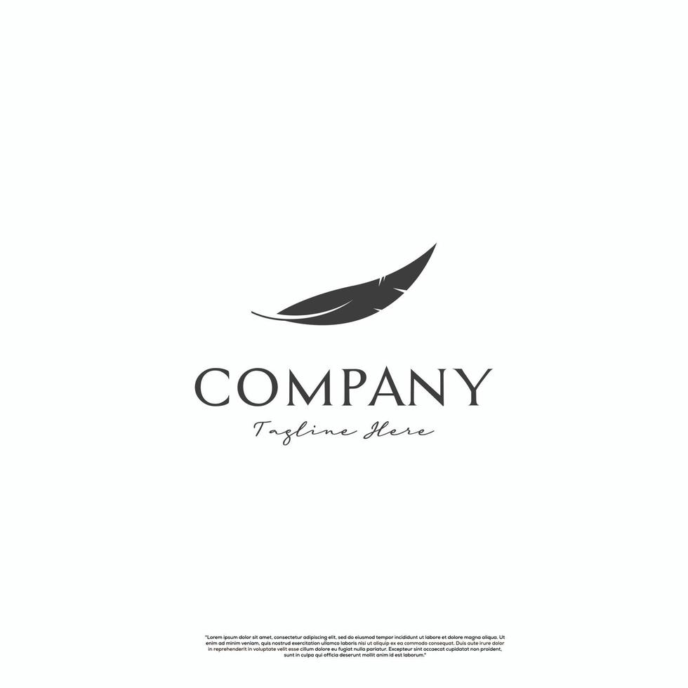 simple feather logo design on isolated background vector