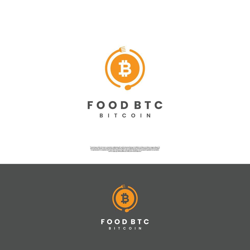 bitcoin food logo design icon, bitcoin combine with spoon and fork logo concept vector