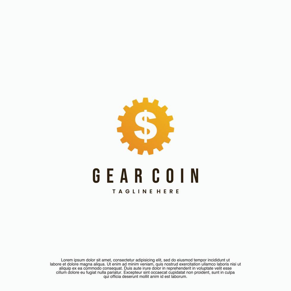 Gear coin logo design modern, gear combine with gear concept isolated background vector