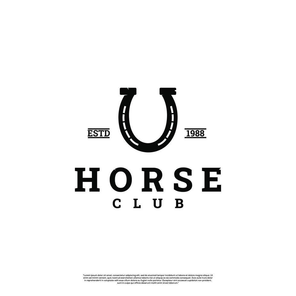 horseshoe logo design vintage, good for your horse club vector