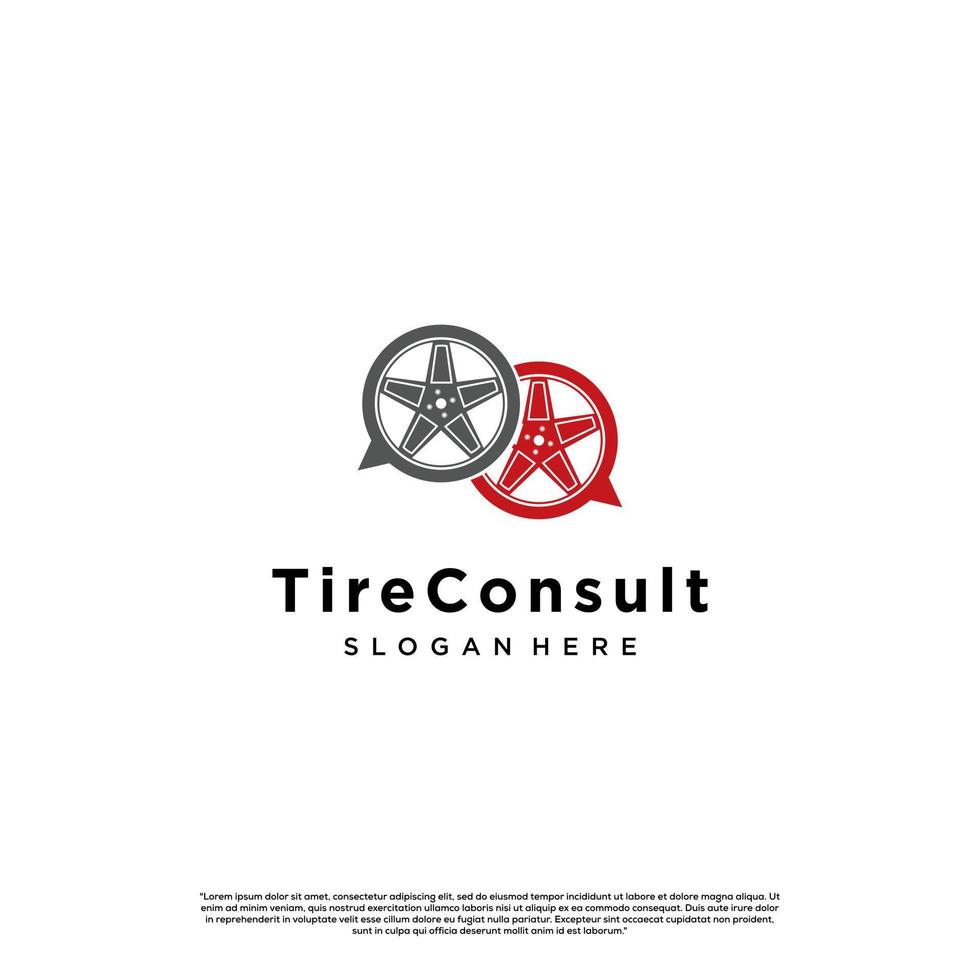 tire with bubble speech logo design on isolated background vector