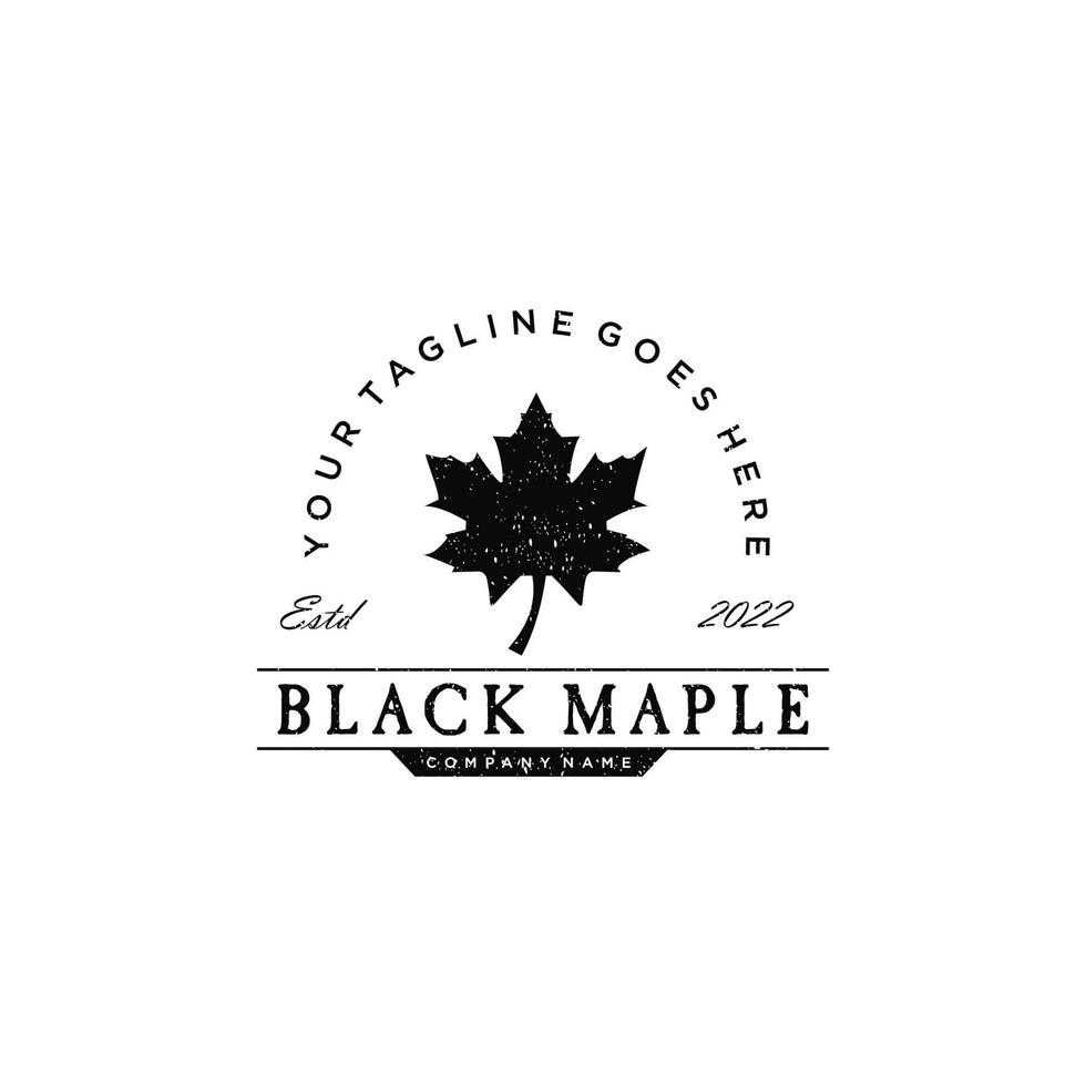 silhouette of maple leaf logo retro hipster vintage on white background vector