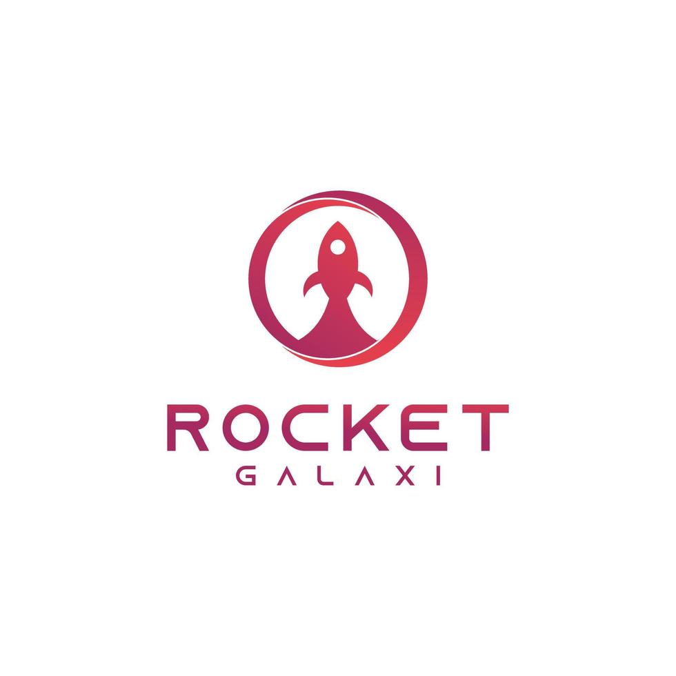 vector rocket logo in circle modern concept, astronomy logo design on isolated background