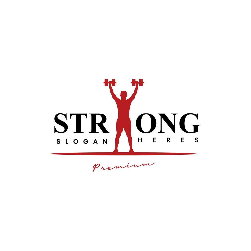 silhouette of people lifting barbell logo design vector