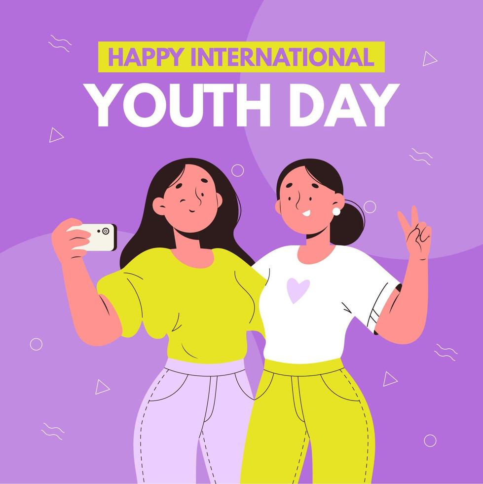 Flat international youth day illustration vector