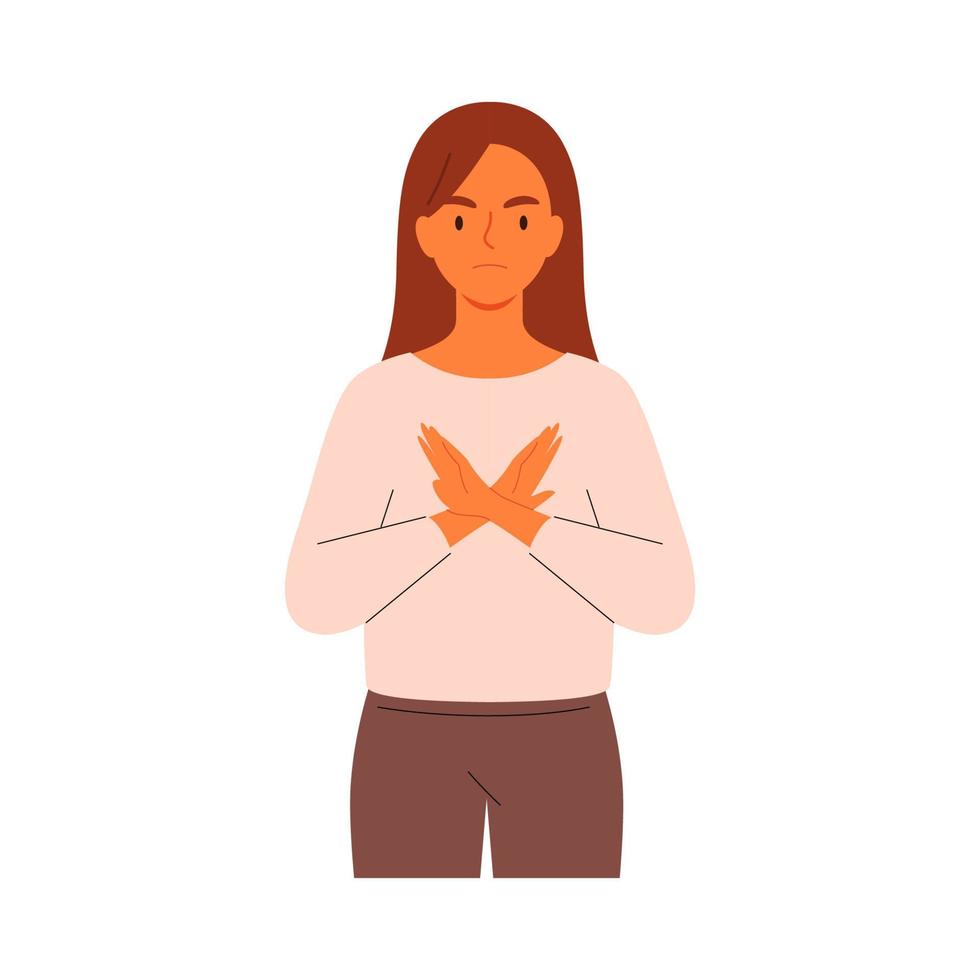 Woman gesturing NO. Vector illustration