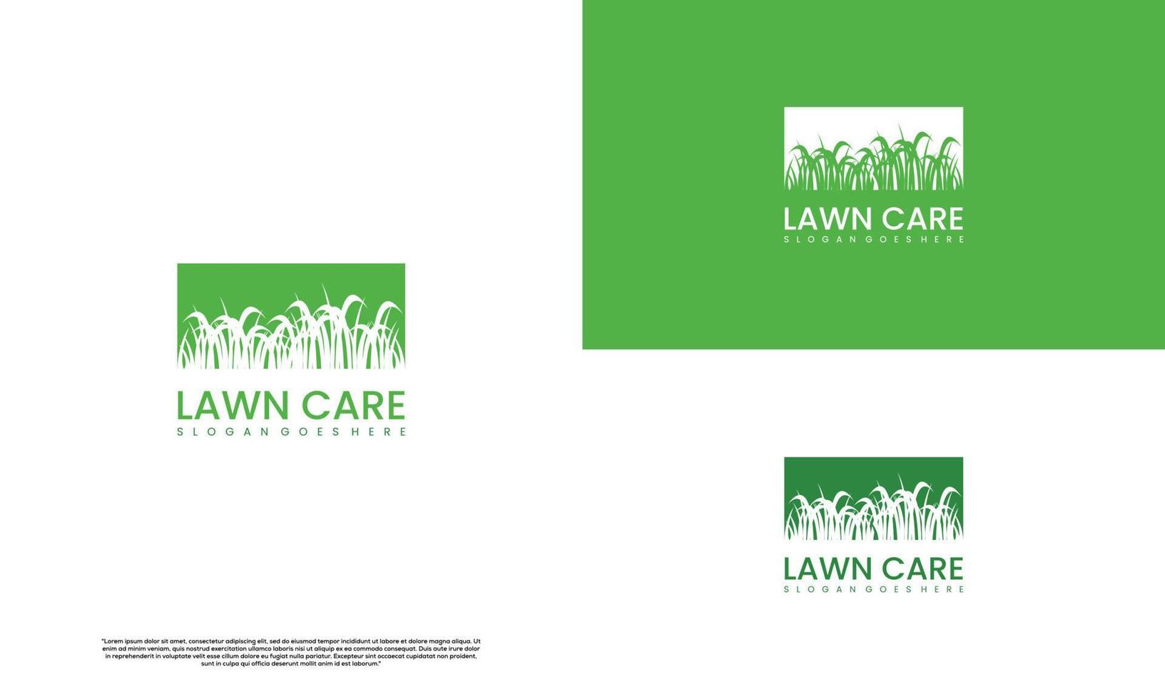 vector grass logo, lawn care logo design on isolated background