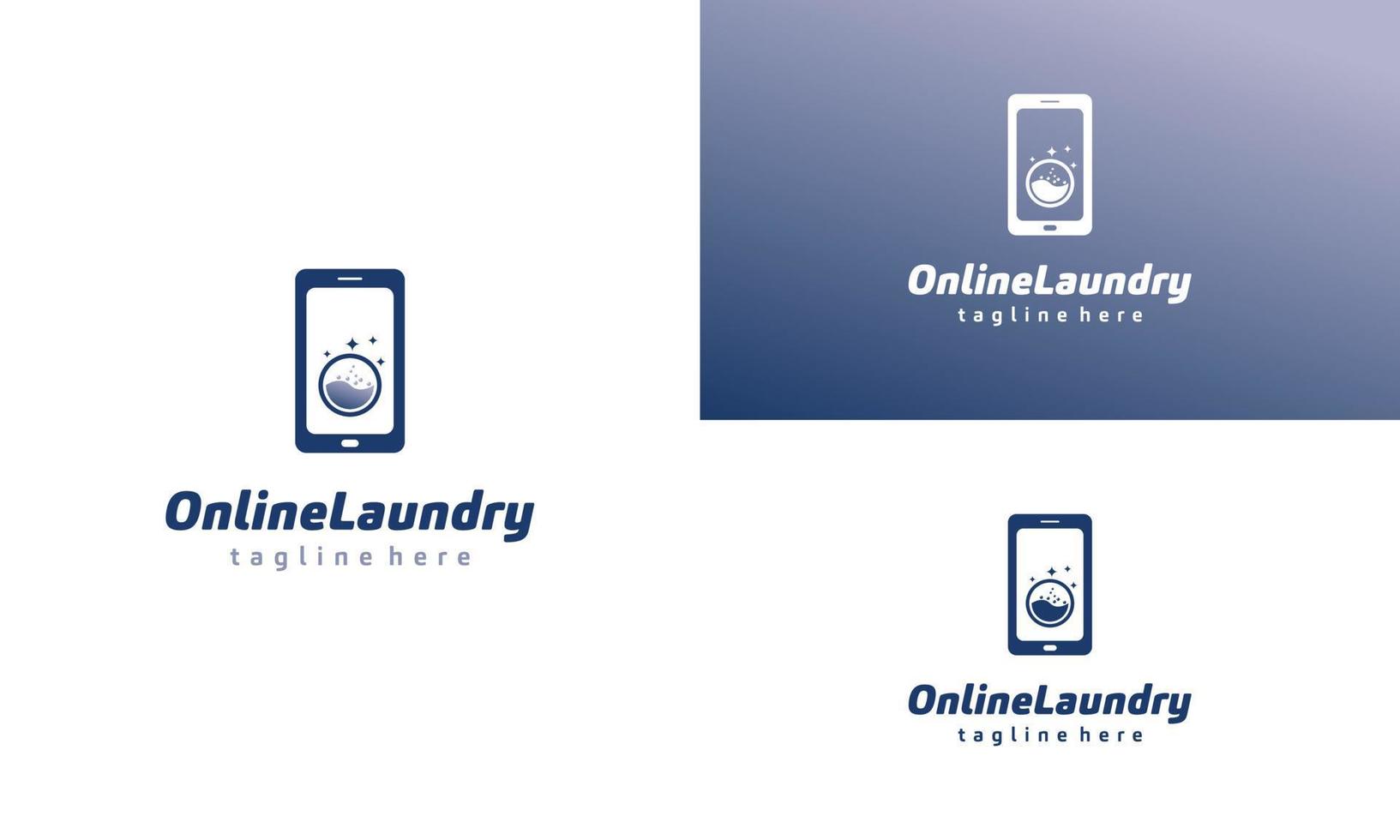 online laundry logo design on isolated background, phone with laundry machine logo concept vector