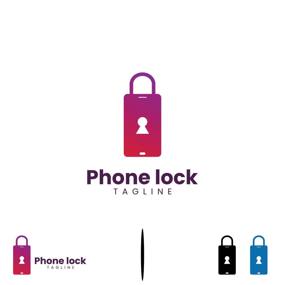 phone with padlock logo design on isolated background, phone lock logo design concept vector