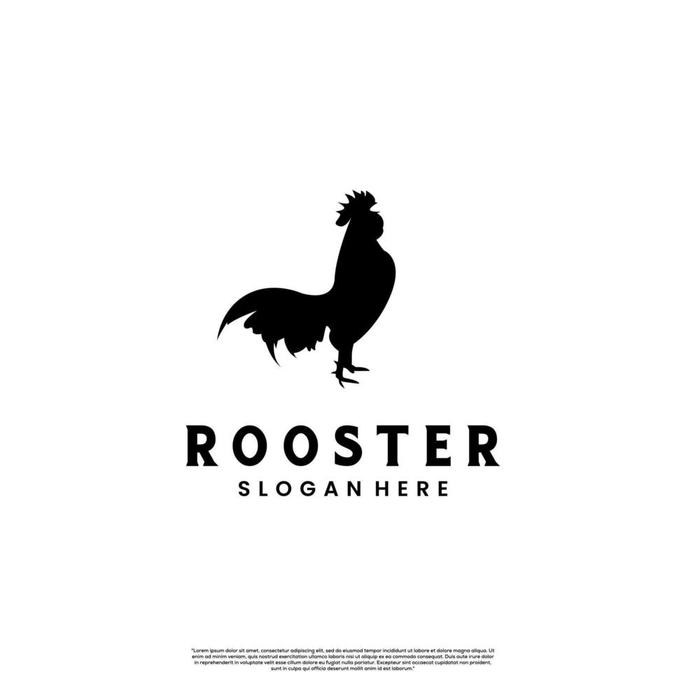 rooster silhouette logo design vintage style vector