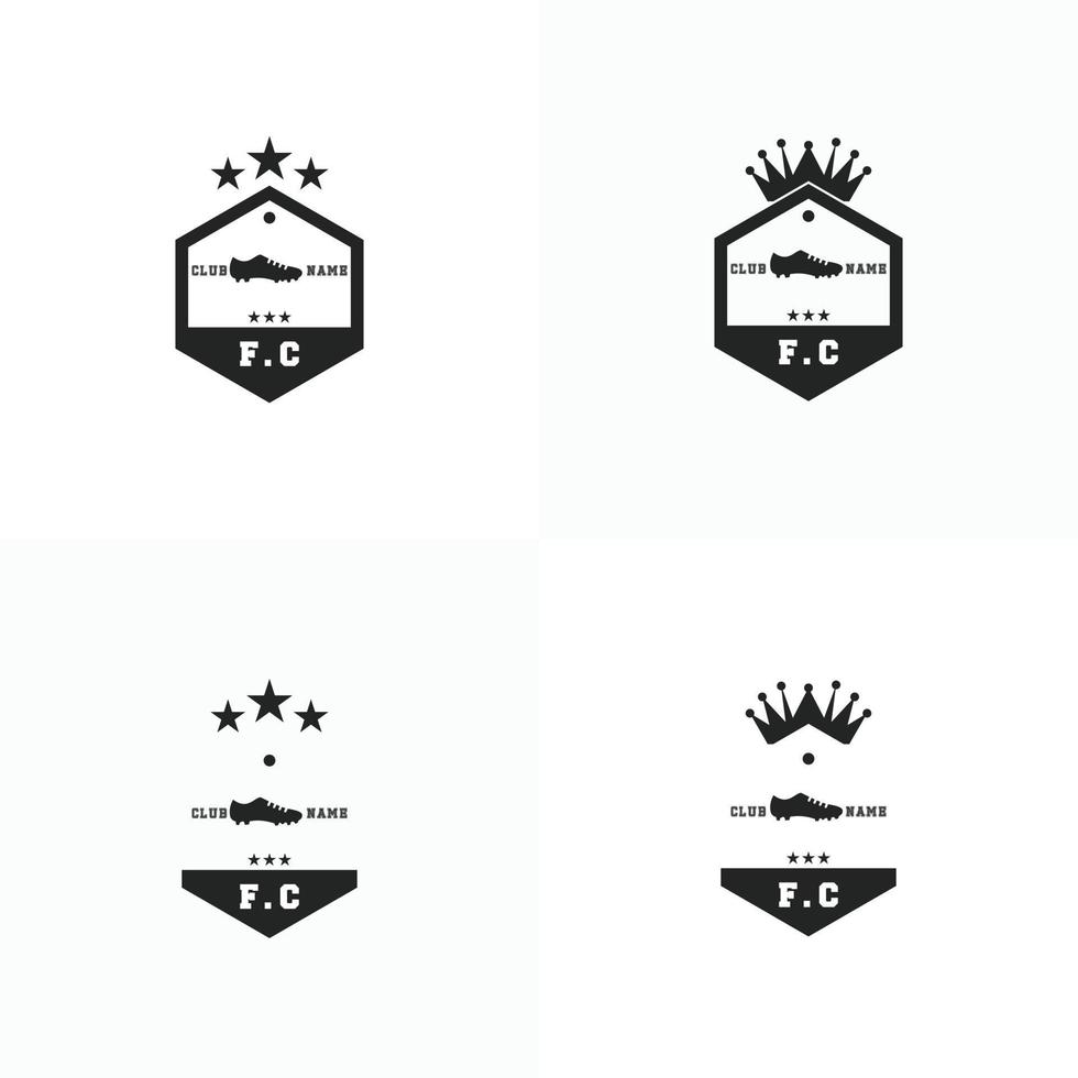 conjunto de logo de fútbol. insignia de diseño del club de fútbol. logotipo de fútbol con forma de hexágono vector