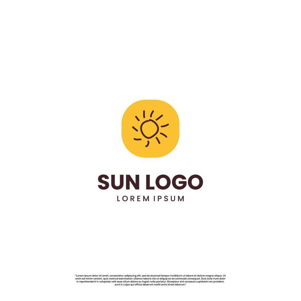 simple cartoon hand drawn sun logo design on isolated background vector