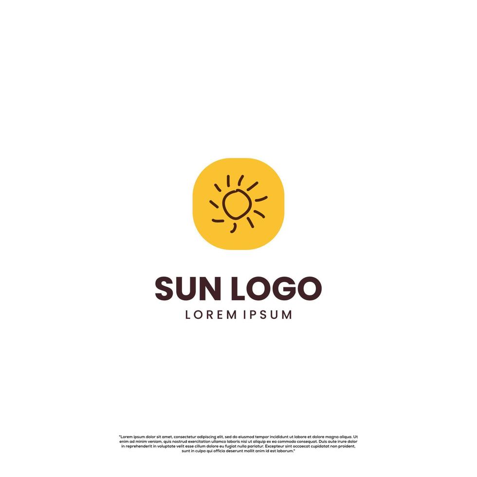 diseño de logotipo de sol dibujado a mano de dibujos animados simples sobre fondo aislado vector