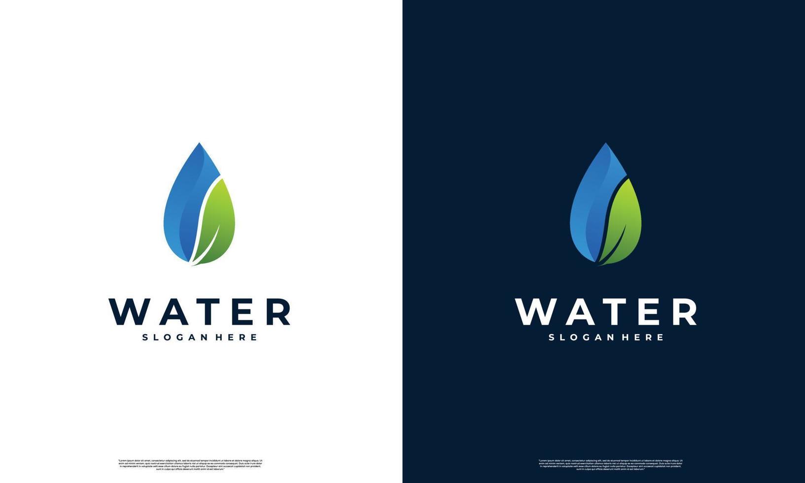 nature water logo design modern. water combine with leaf logo design concept vector