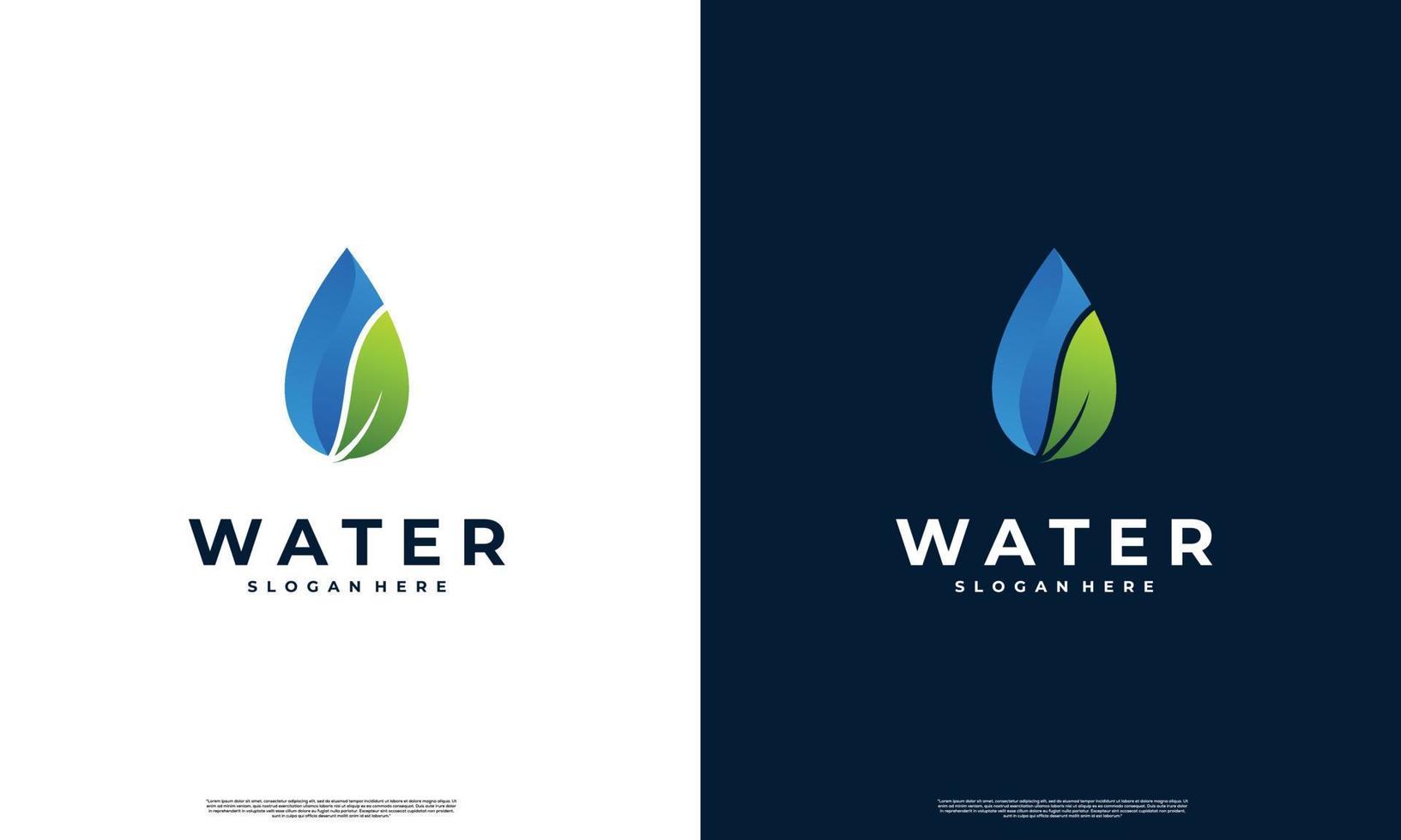 diseño de logotipo de agua natural moderno. el agua se combina con el concepto de diseño del logotipo de la hoja vector