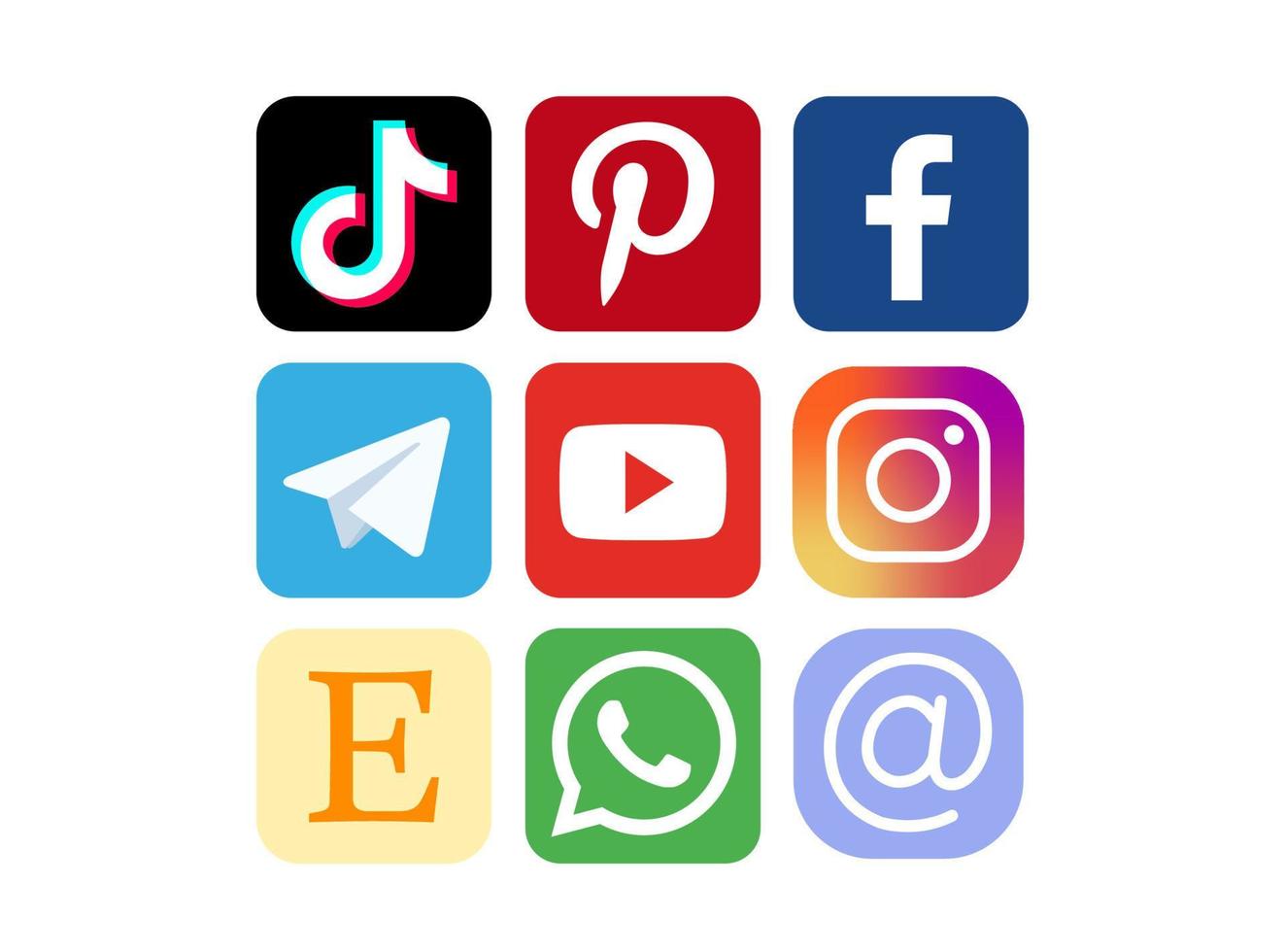 Essential pack of social media coloured icons vector
