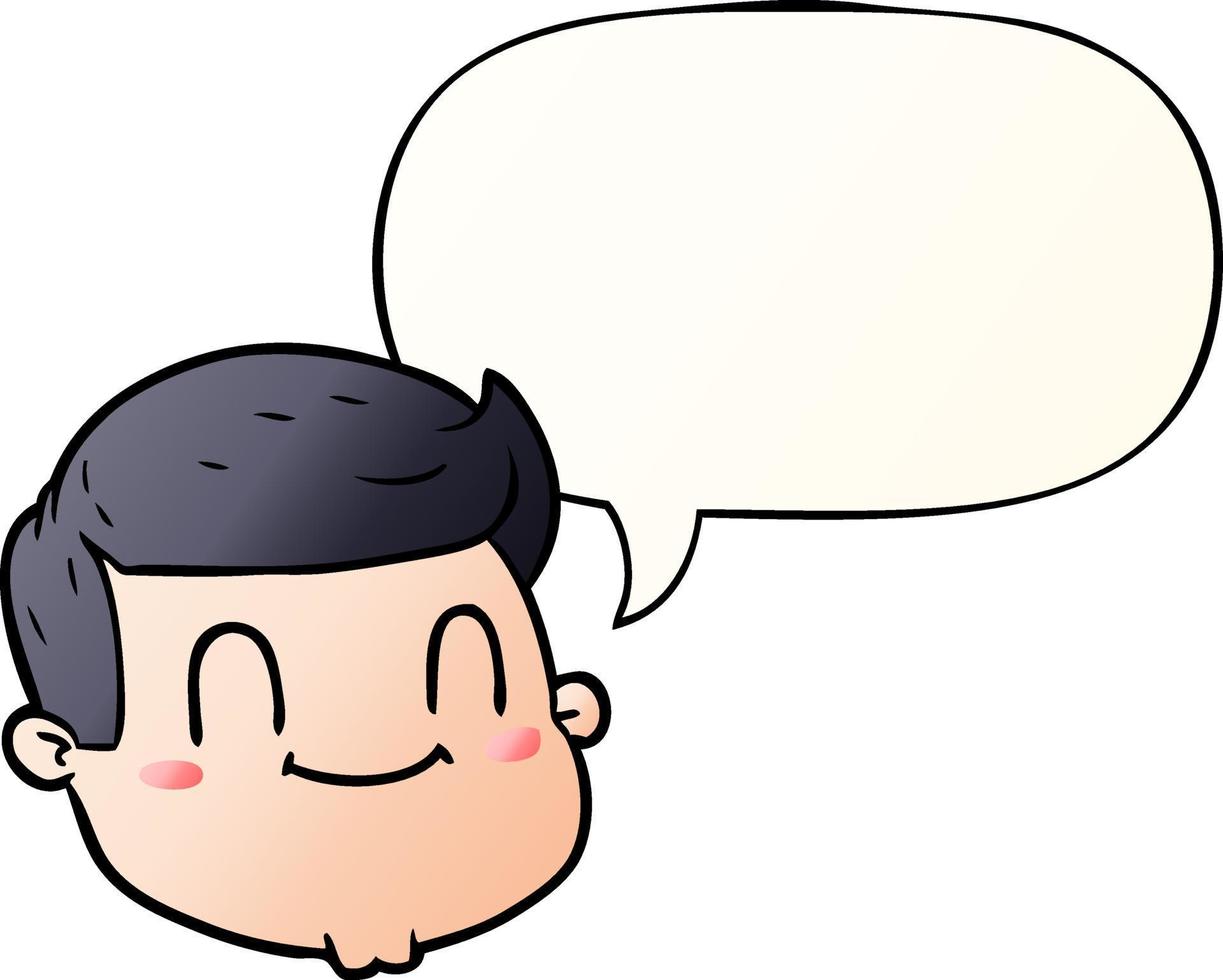 cartoon male face and speech bubble in smooth gradient style vector