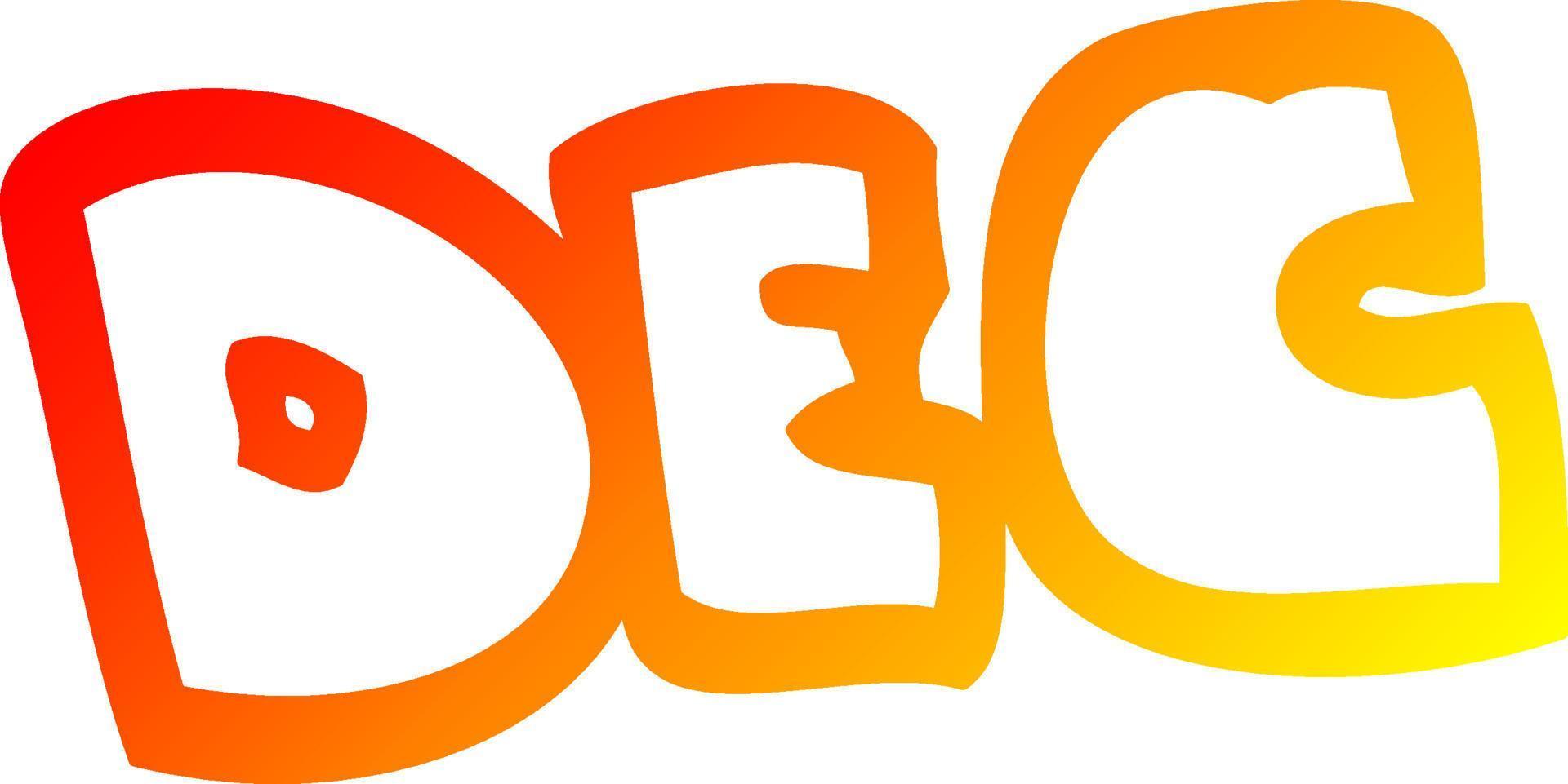 warm gradient line drawing cartoon month of december vector