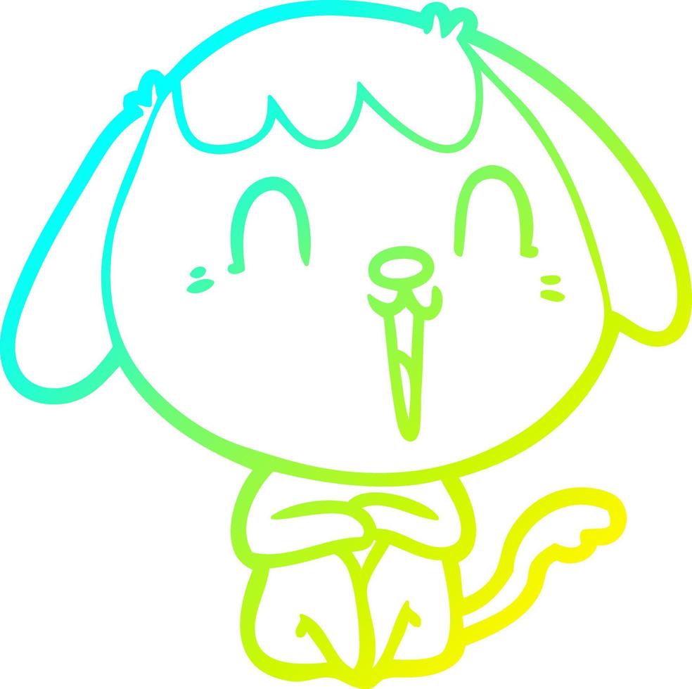 cold gradient line drawing cute cartoon dog vector