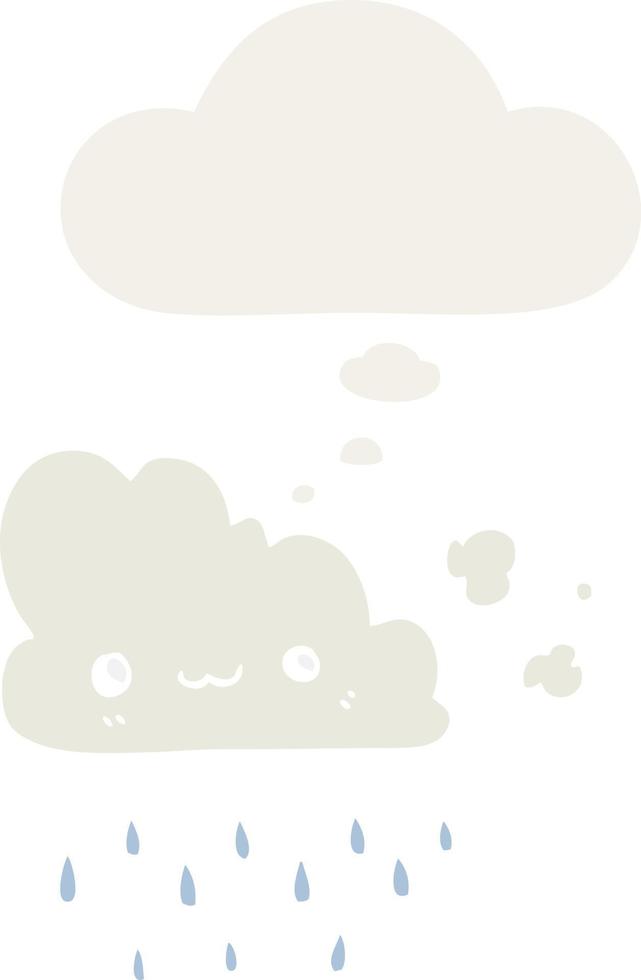 nube de tormenta de dibujos animados y burbuja de pensamiento en estilo retro vector