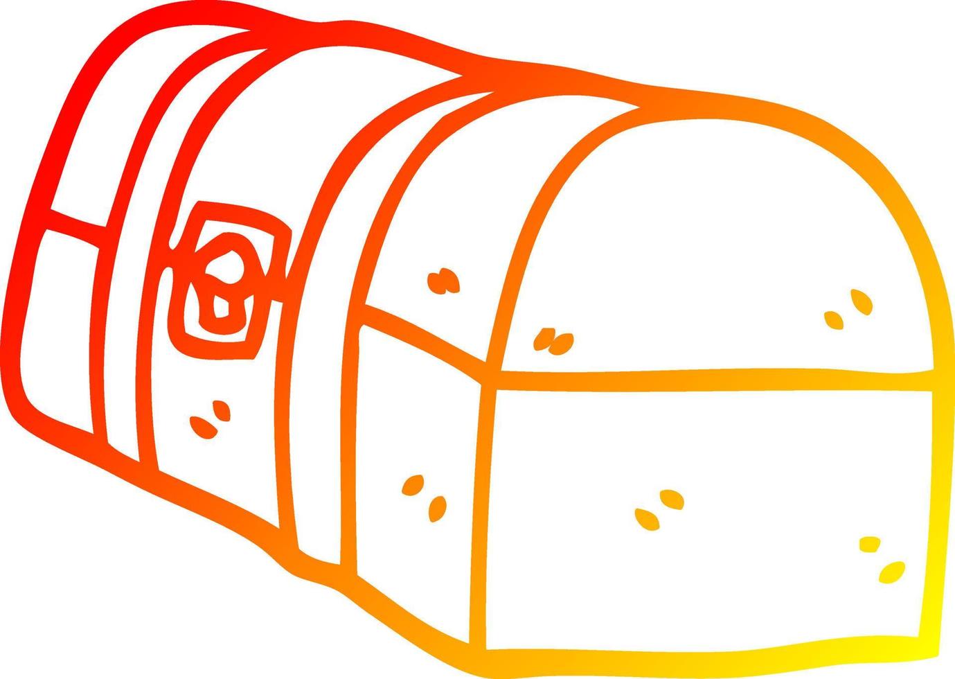 warm gradient line drawing cartoon treasure chest vector